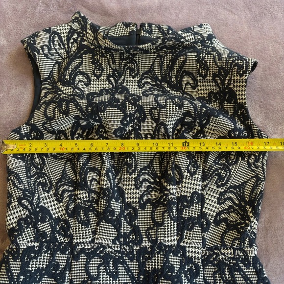 Brooks Brothers Navy White Houndstooth Floral Jacquard Sheath Dress 6 NWT $198 - Picture 7 of 10